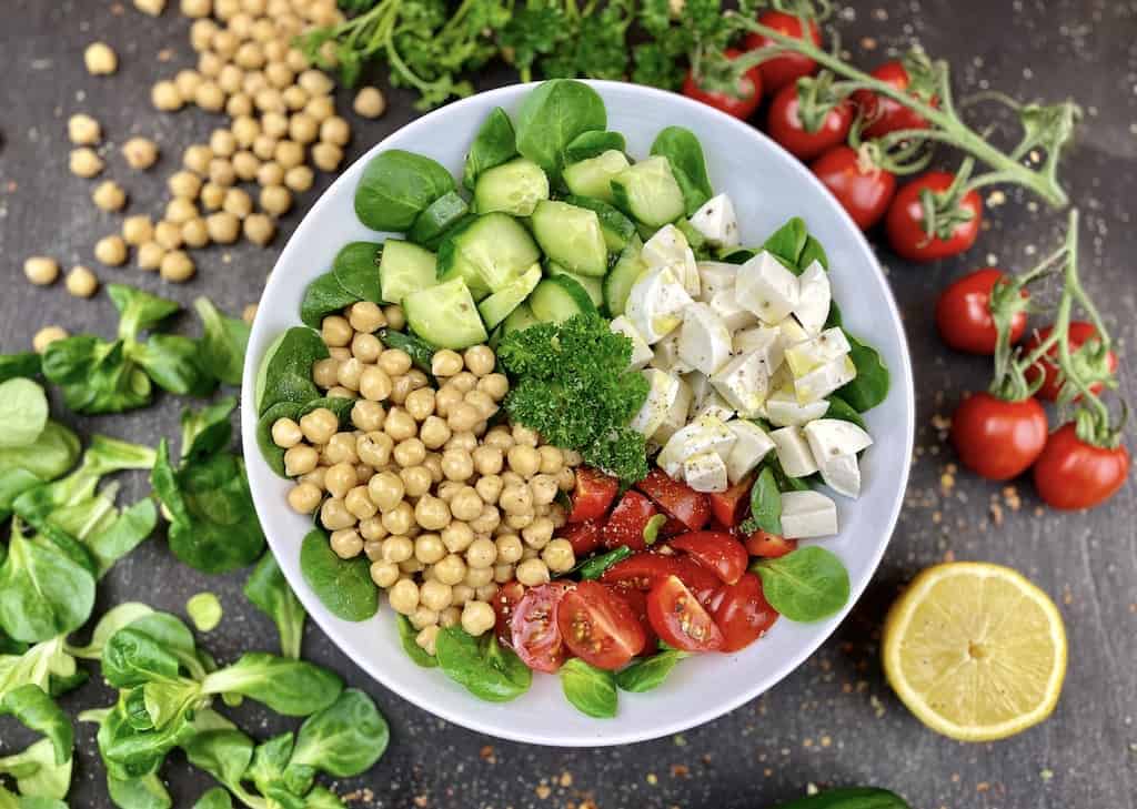 Colorful chickpea salad