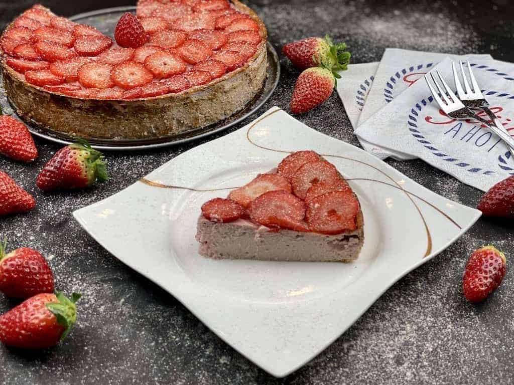 Strawberry cheesecake on a plate