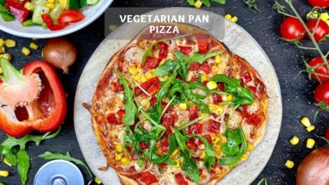 Vegetarian Pan Pizza - Quick Pizza Recipe without Yeast